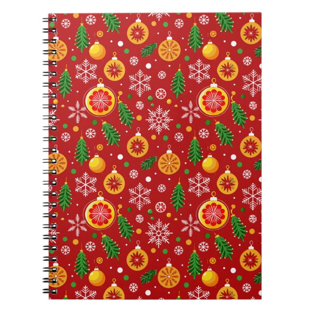 Caderno Espiral Padrão vermelho com tema natalino (Frente)