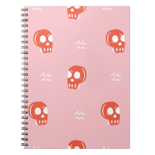 Caderno Espiral Padrão Vintage Red Skull Head