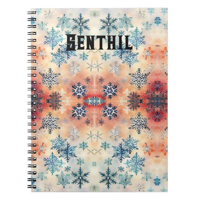 Caderno Espiral Padrão Vintage Snowflakes - Notebook (Frente)