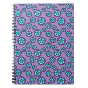 Caderno Espiral Padrão Violet Blue Flowers