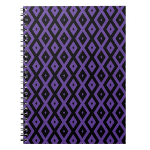 Caderno Espiral Padrão violeta e diamante preto