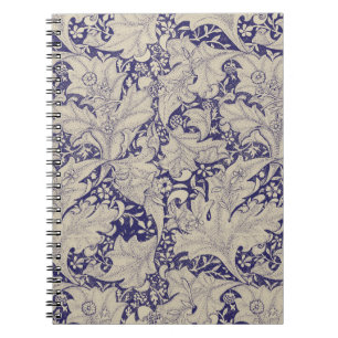 Caderno Espiral Padrão Wallflower Azul Antigo de William Morris