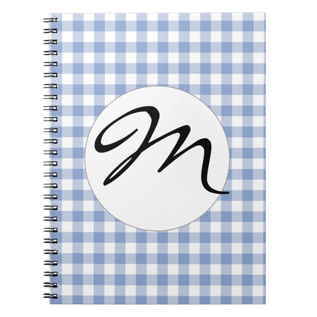 Caderno Espiral Padrão Xadrez Azul Claro Estampa Xadrez Clássica (Frente)