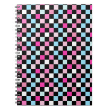 Padrão Xadrez Azul e Rosa Vintage