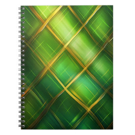 CADERNO ESPIRAL PADRÃO XADREZ CELTA IRLANDÊS TONS DE VERDE