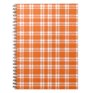 Caderno Espiral Padrão Xadrez Laranja Gingham Fofo Retrô