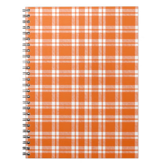Caderno Espiral Padrão Xadrez Laranja Gingham Fofo Retrô