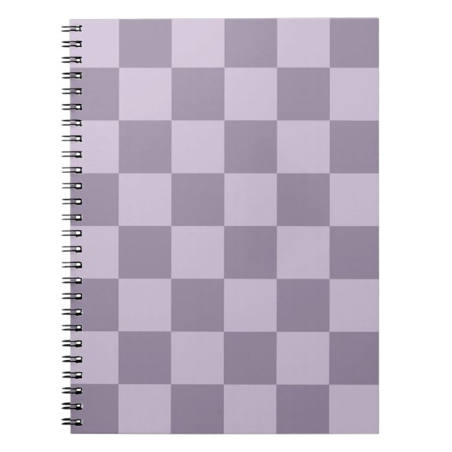 Caderno Espiral Padrão Xadrez Lavanda Suave Minimalista (Frente)