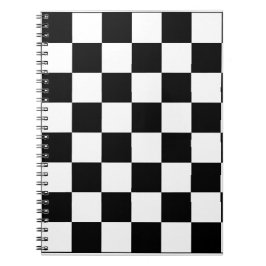 Caderno Espiral Padrão Xadrez Preto e Branco