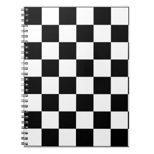 Caderno Espiral Padrão Xadrez Preto e Branco
