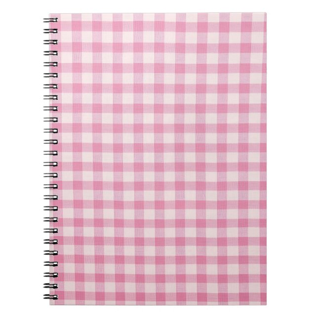 Caderno Espiral Padrão Xadrez Rosa Bebê (Frente)