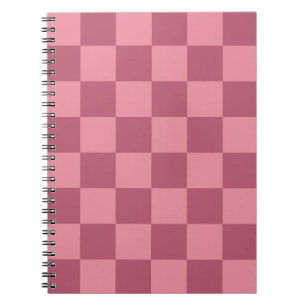 Caderno Espiral Padrão Xadrez Rosa Minimalista