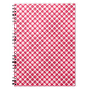 Caderno Espiral Padrão Xadrez Vermelho e Branco Clássico Rústico