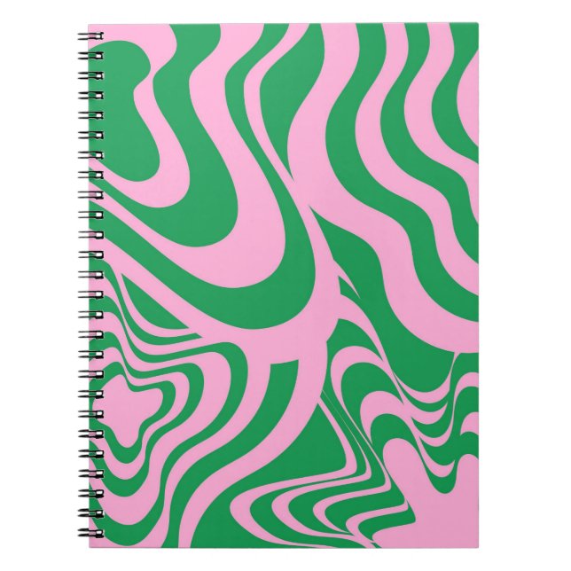 Caderno Espiral Padrão Y2K Colorido do Groovy Retro (Frente)