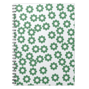 Caderno Espiral Padrão Y2K da Flor Verde