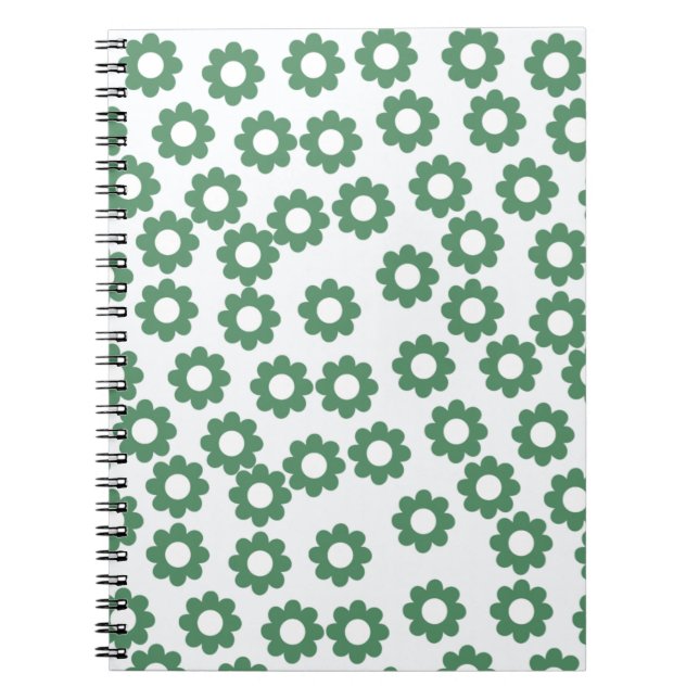Caderno Espiral Padrão Y2K da Flor Verde (Frente)