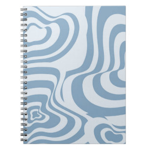 Caderno Espiral Padrão Y2K da Groovy Retro Azul