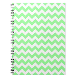 Caderno Espiral Padrão Zig-Zag do Chevron Branco Verde Mint