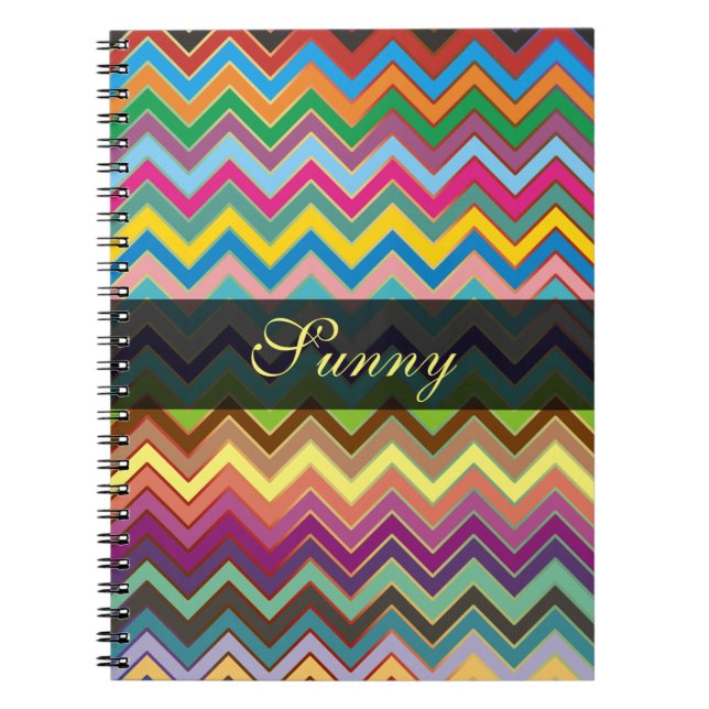 Caderno Espiral Padrão ZIGZAG - colorido + texto (Frente)