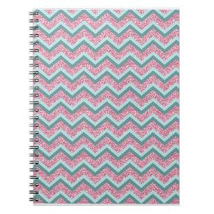 Caderno Espiral Padrão ZigZag cor-de-rosa