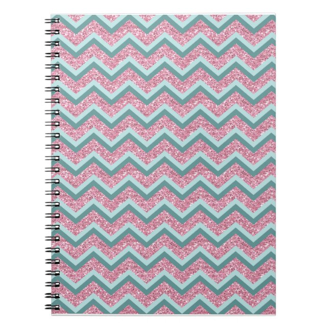 Caderno Espiral Padrão ZigZag cor-de-rosa (Frente)