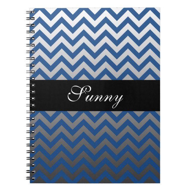 Caderno Espiral Padrão ZIGZAG - gradientes de cinza + seu backgr. (Frente)