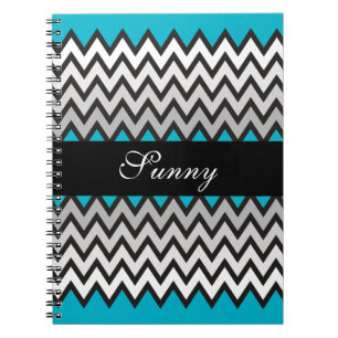 Caderno Espiral padrão ZIGZAG - preto branco cinza + sua ideia