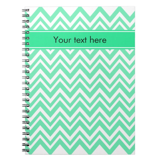 Caderno Espiral Padrão Zigzgag Verde da Seafoam Mint (Frente)