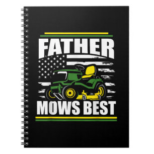 Caderno Espiral Padre Mows Best Funny Lawn Mower American Flag Fa