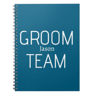 Caderno Espiral padrinho noivo equipe cinza azul branco solteirão