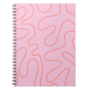Caderno Espiral Padrões Abstrato cor-de-rosa e laranja