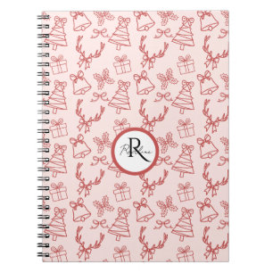 Caderno Espiral Padrões brancos cor-de-rosa