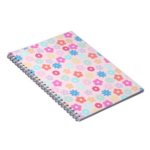 Caderno Espiral Padrões das flores de margarida rosa-boho