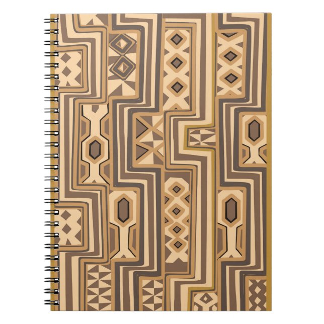 Caderno Espiral Padrões de África: Arte africana abstrata de Brown (Frente)