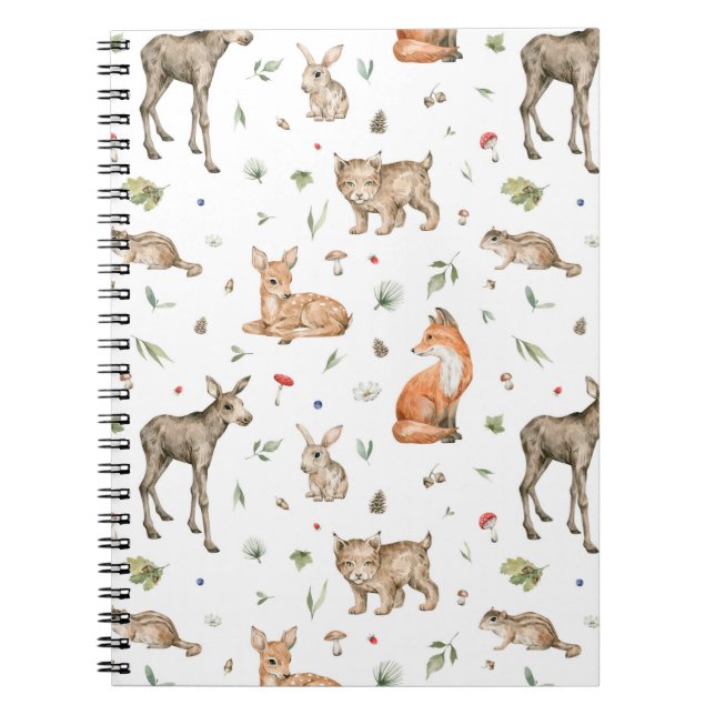 Caderno Espiral Padrões de Animais da Floresta Cura (Frente)
