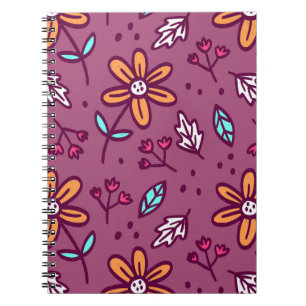 Caderno Espiral Padrões de Arte de Flor Rosa, Flor Estético, PNG T