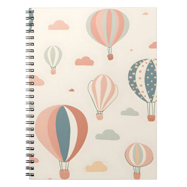 Caderno Espiral Padrões de Cláusulas Frescas de Ar Quente (Frente)