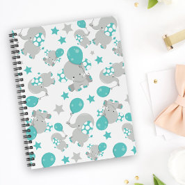 Caderno Espiral Padrões De Elefantes, Elefantes Bonitos - Cinzas A