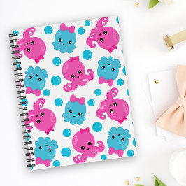 Caderno Espiral Padrões de Octopus, Octopus Cute, Animais do Mar