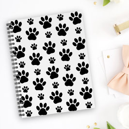 Caderno Espiral Padrões de pata, patas de cão, impressões de pata,