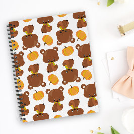 Caderno Espiral Padrões De Ursos, Ursos Bonitos, Queda, Abóboras