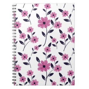 Caderno Espiral Padrões florais sem costura, desenhados à mão