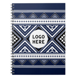 Caderno Espiral Padrões Geométricos Étnicos Abstratos Pretos com L
