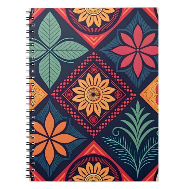 Caderno Espiral Padrões mágicos das flores (Frente)