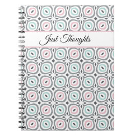 Caderno Espiral Padrões modernos de cinza pastel, rosa e azul 