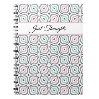 Caderno Espiral Padrões modernos de cinza pastel, rosa e azul