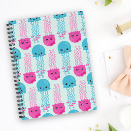 Caderno Espiral Padrões para águas-vivas, águas-vivas-vivas-doces,