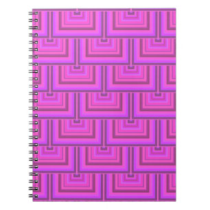 Caderno Espiral Padrões quadrados cor-de-rosa