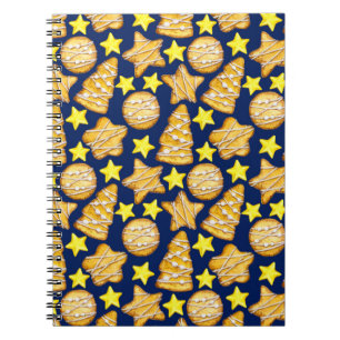Caderno Espiral Padrões sem costura de Natal e ruas amarelas