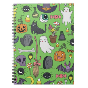 Caderno Espiral Padrões sem costura, desenhados à mão, com uma 